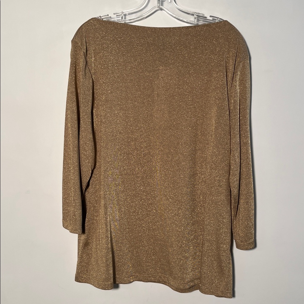 RALPH LAUREN NWT "Lake House" Holiday Party Gold Shimmer Bateau 3/4 SLV Top 2X